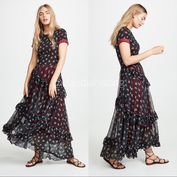WE ARE HAH T’s Me Ruffle Maxi Dress in Cheap Perfume Noir Combo Black - Picture 4 of 15